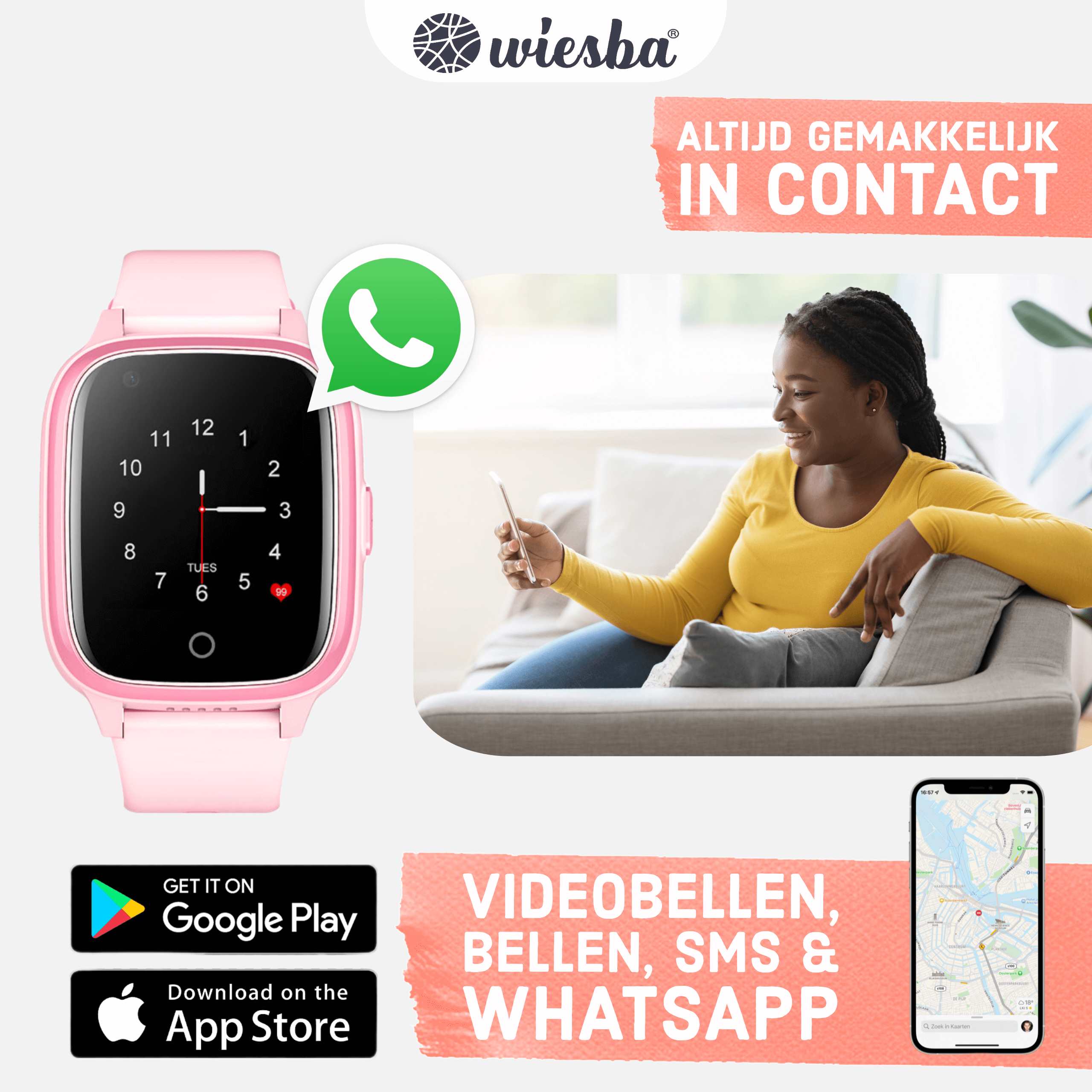 Rose 4G GPS Smartwatch je kunt videobellen en bellen