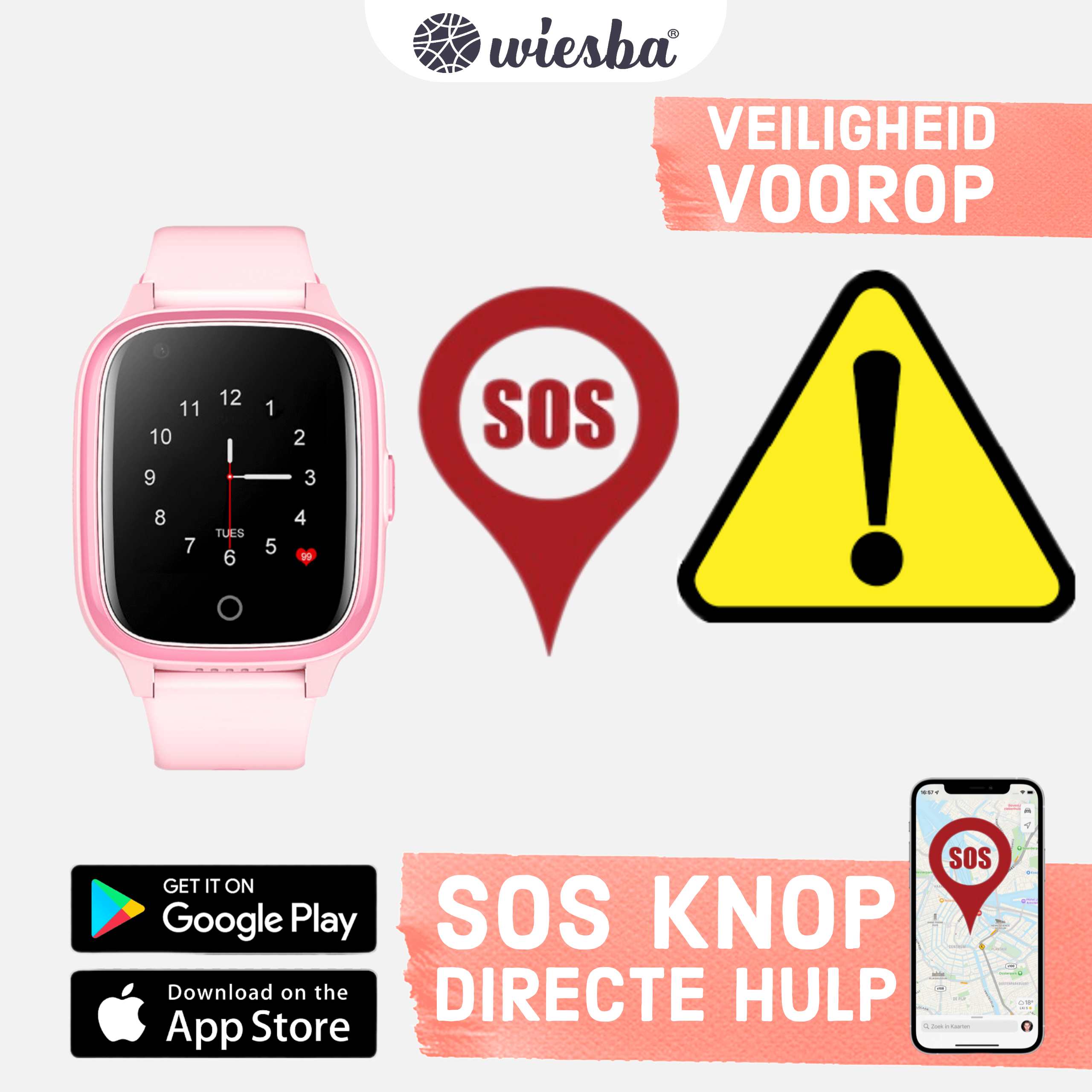 Rose 4G GPS Smartwatch met een SOS knop