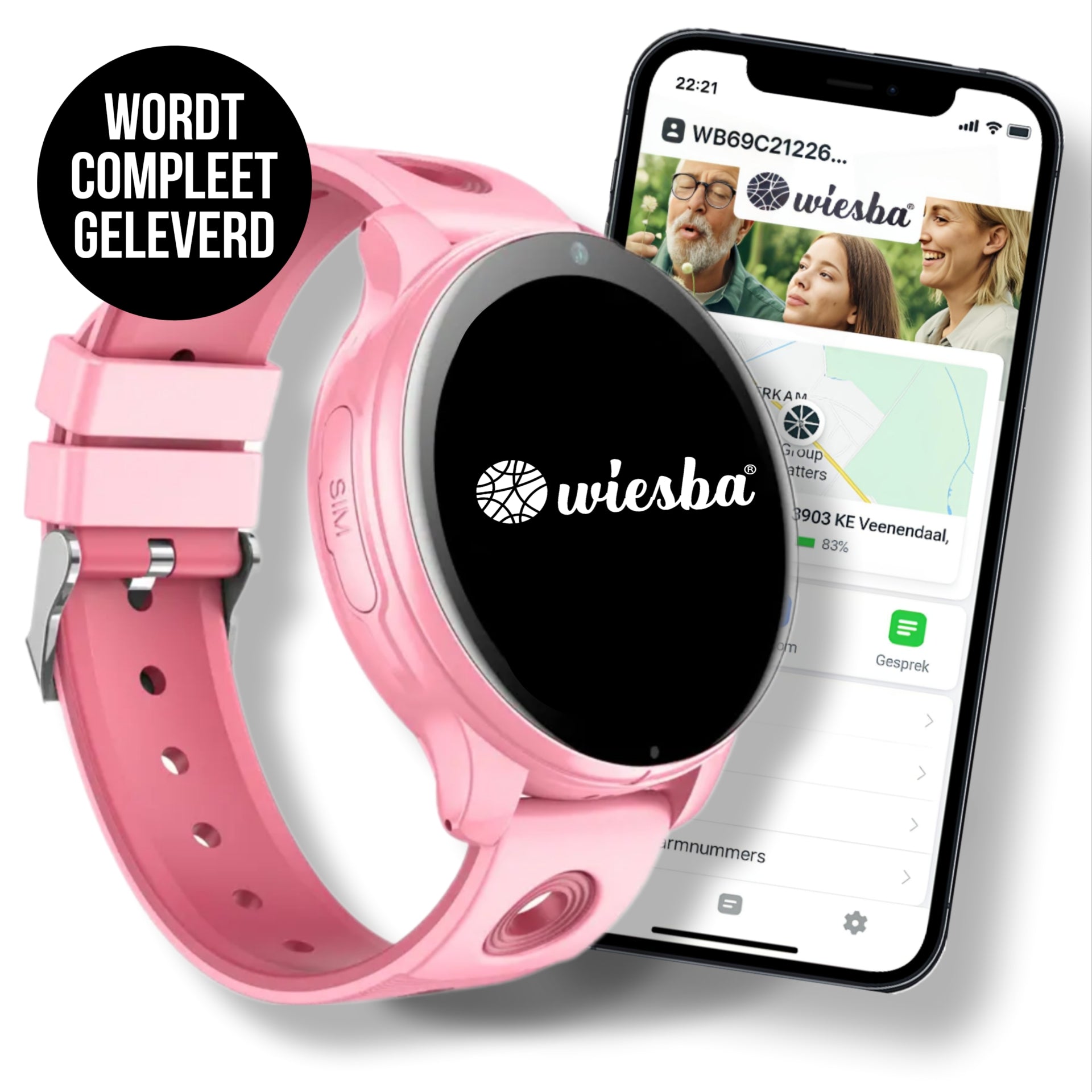 GPS horloge kind Wiesba WB56 gedragen door kind met live locatie