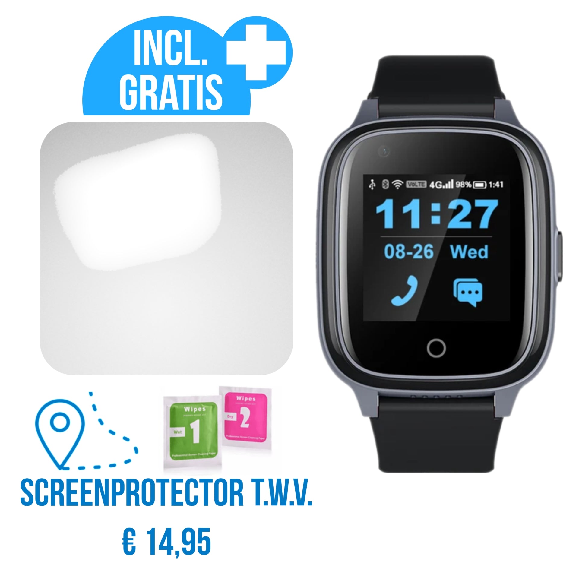 Wiesba WB32A GPS Horloge Senior Smartwatch voor Ouderen