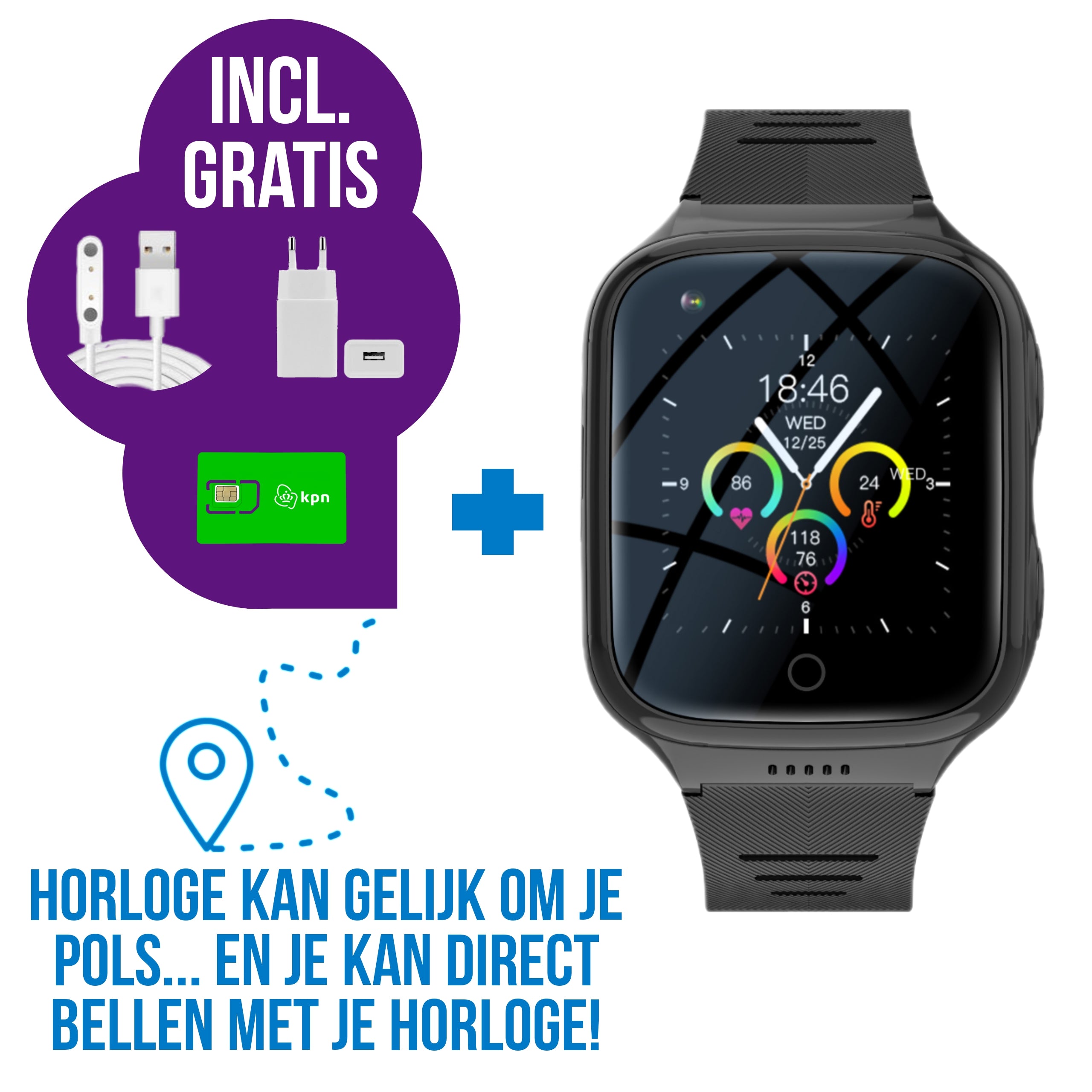 SOS knop en GPS Horloges ouderen