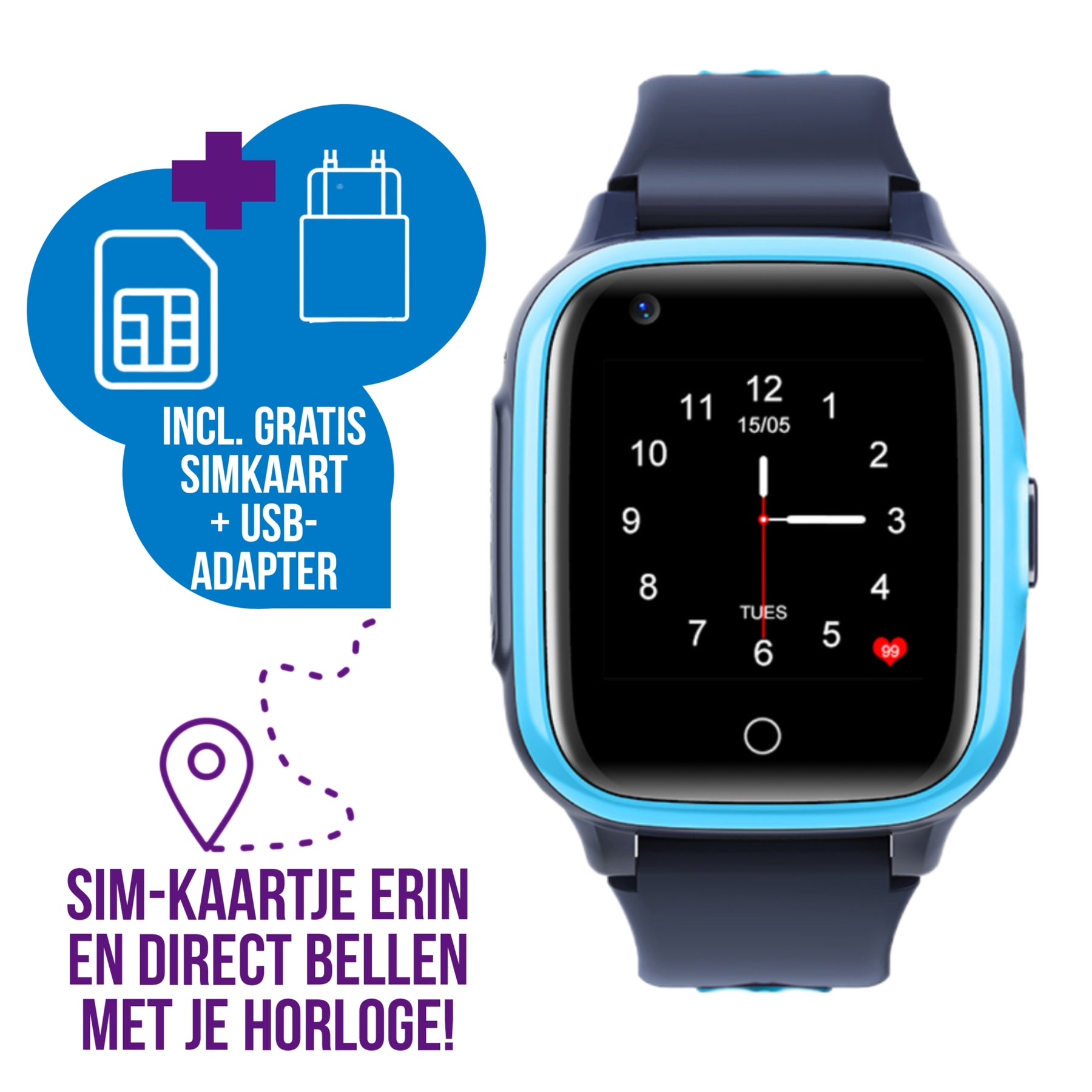Wiesba WB36 smartwatch kinderen gps horloge kind kinderhorloge