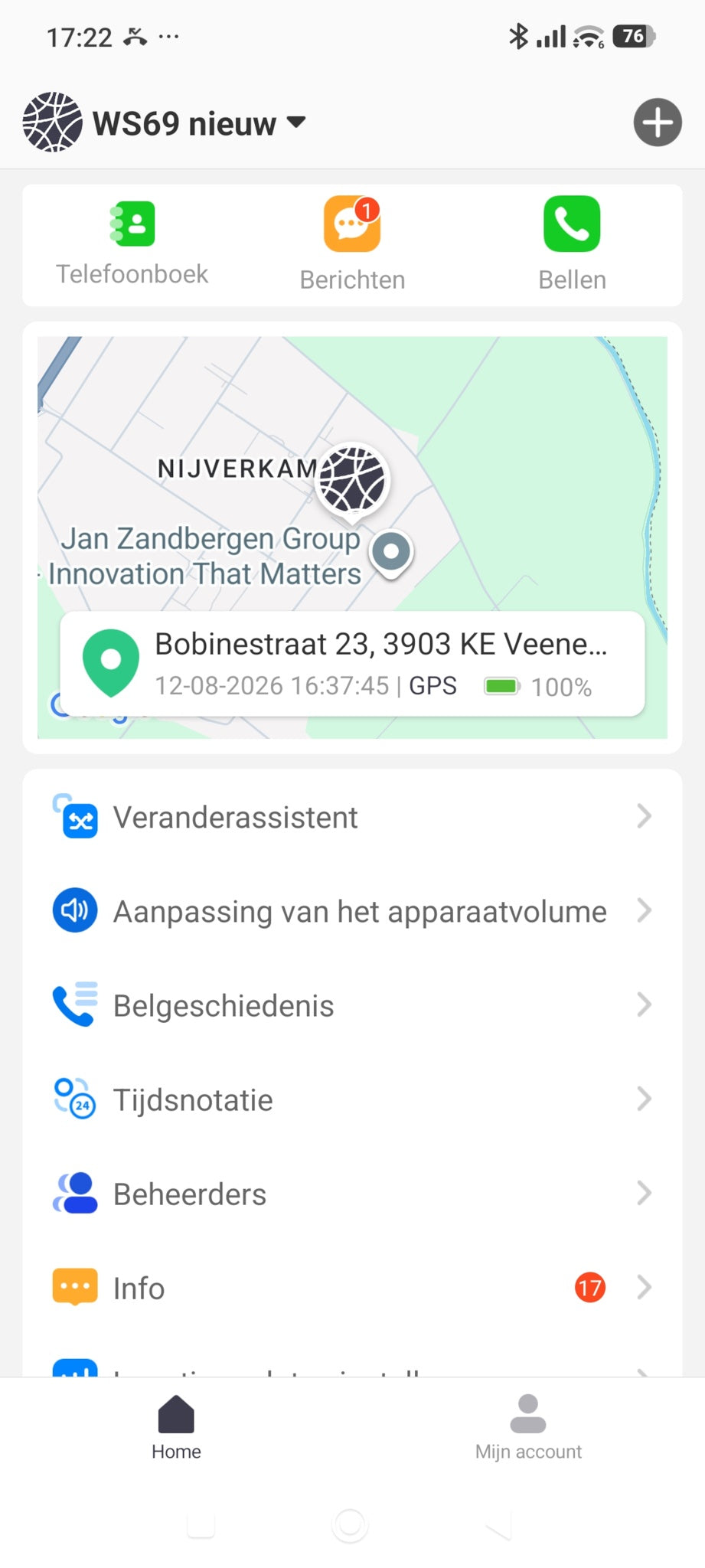 Wiesba app hoofdscherm